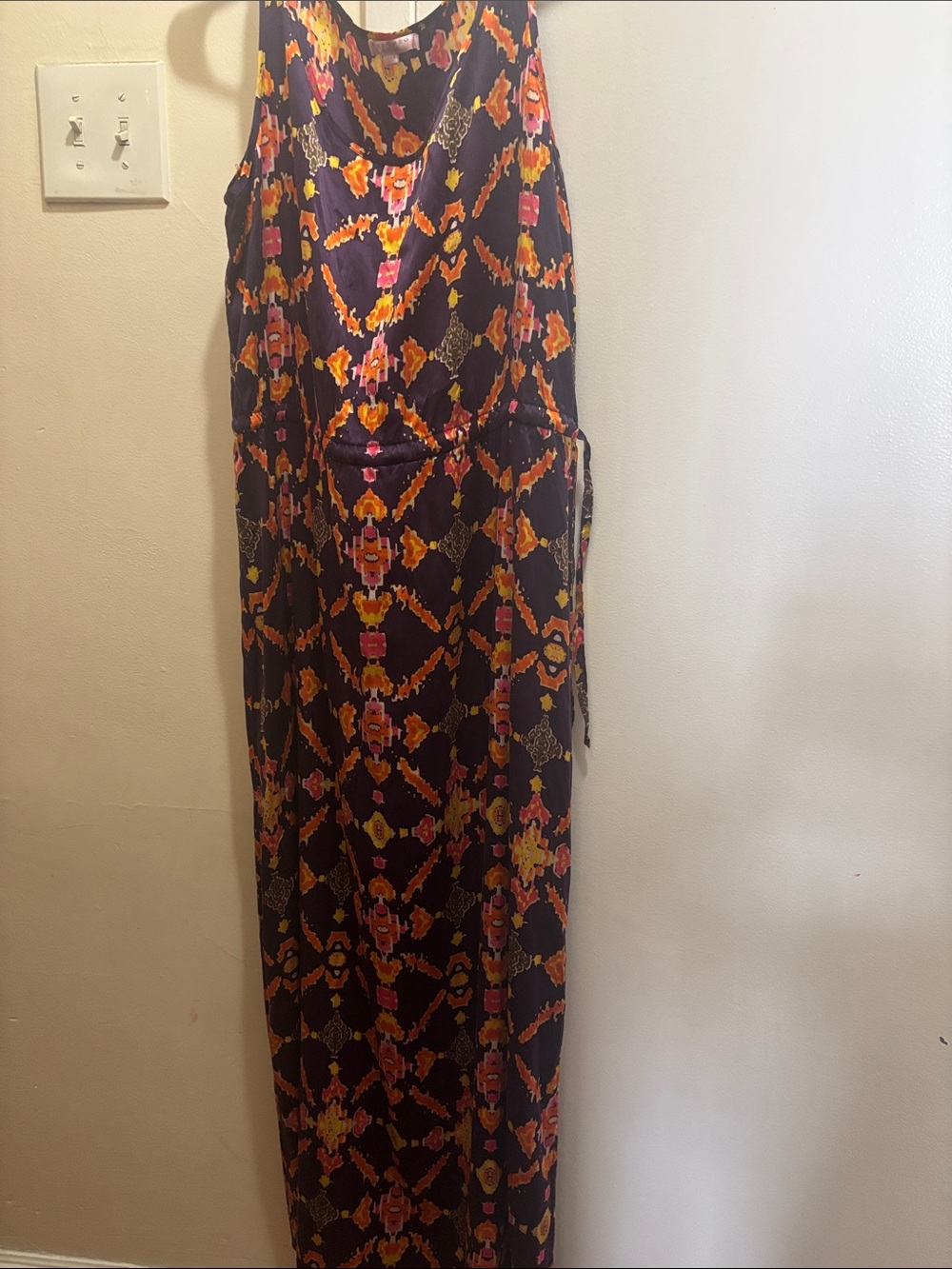 Calypso St. Barth Navy Maxi Skirt with Orange & Pink Print